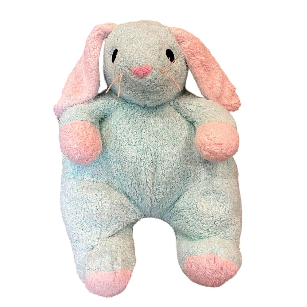 VTG TY Tylux Pluffies Bunnybaby Baby Bunny Plush Rattle Pink Blue Pastel Lovey